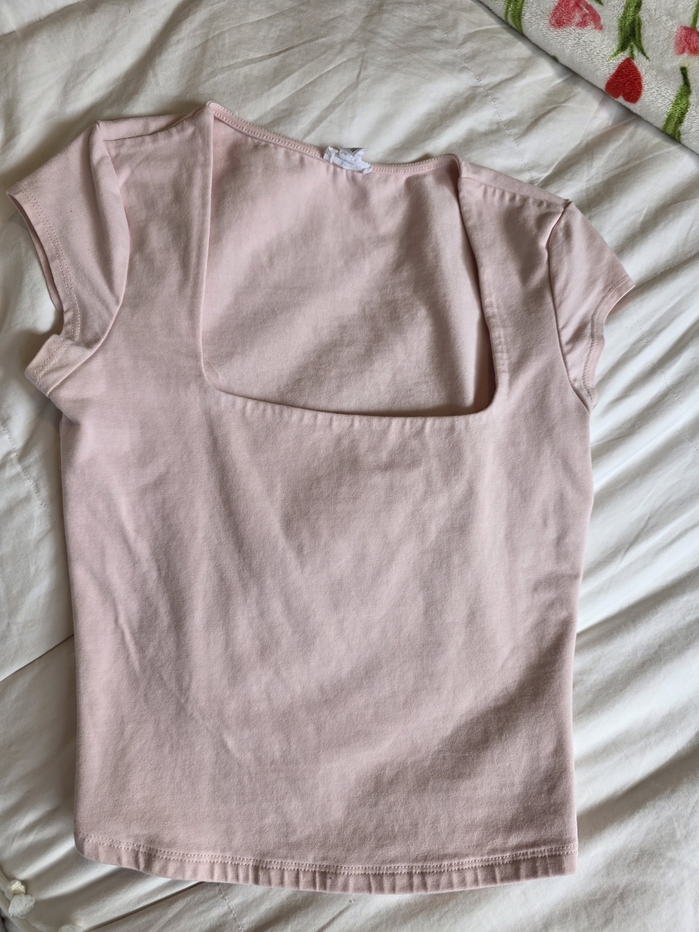 Garage Light Pink Square Neck - Cap Sleeve Top - XS